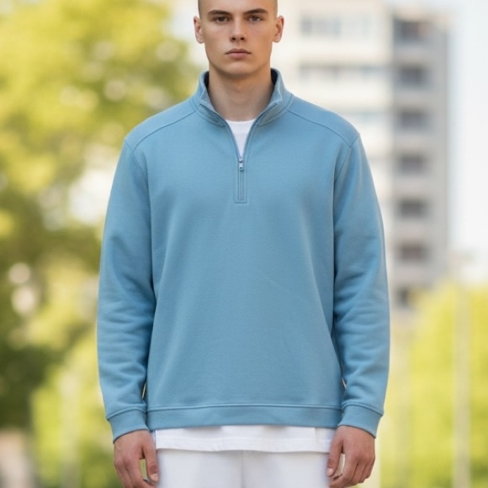 B22 Adidas Men’s Quarter Zip Pullover Large Blue Performance Top